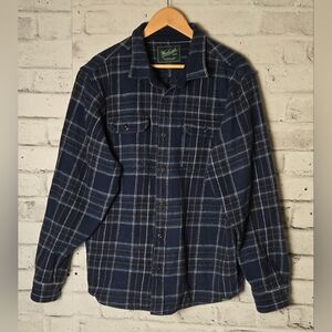 Woolrich Green Label Plaid Flannel Shirt XL Blue Long Sleeve Casual